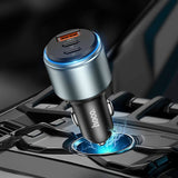 Тройно Зарядно за Кола с USB-C и USB-A, Hoco 12V 95W, Сив (2)