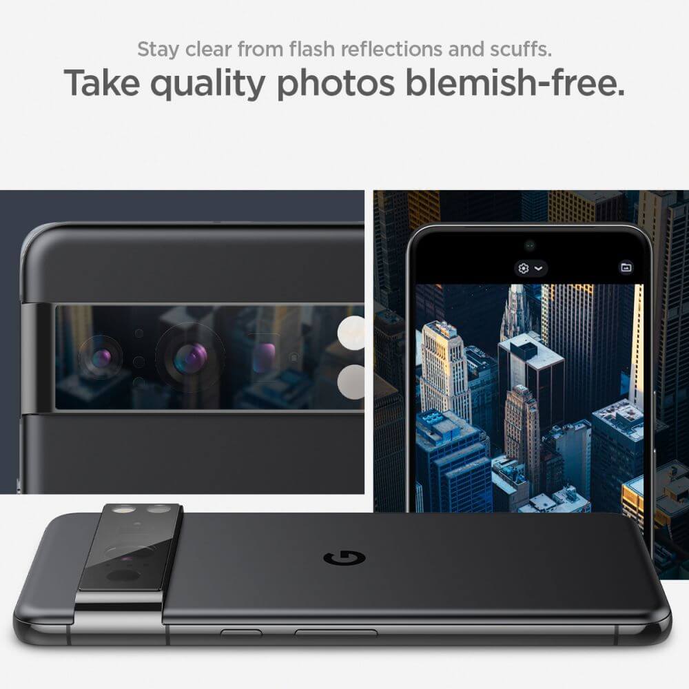Стъклен Протектор за Камерата на Google Pixel 8 Pro, Spigen Optic Cam Glass 2бр., Черен (7)