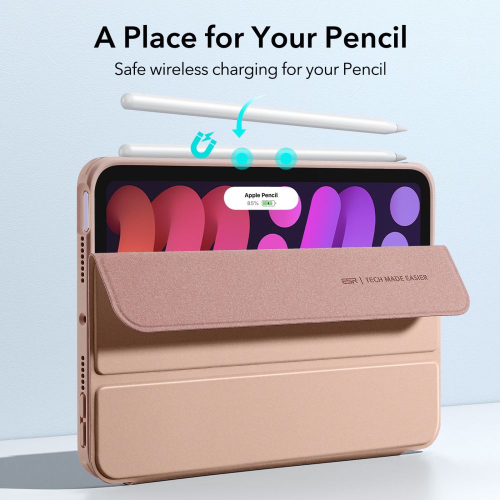 Калъф за iPad Mini 6/7 2024, ESR Rebound Hybrid Case, Розов (8)