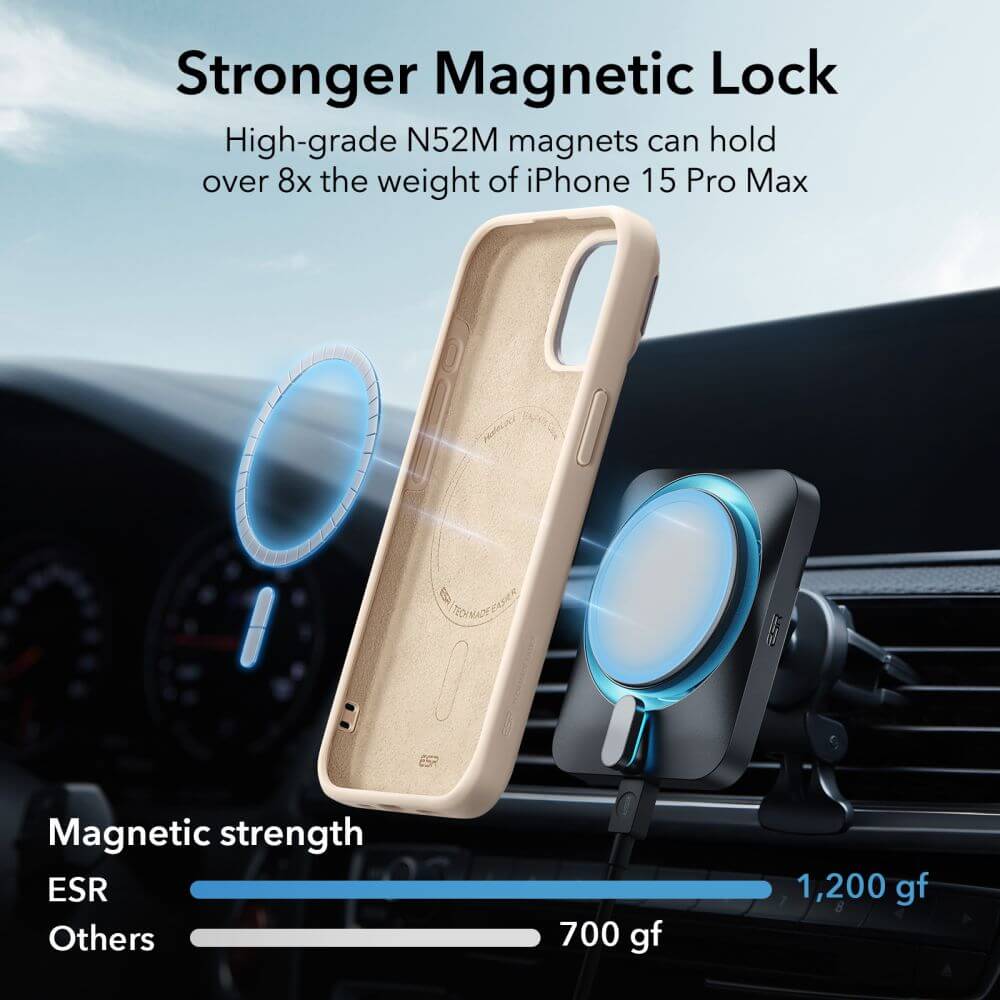 Magsafe Калъф с Поставка за iPhone 15 Pro, ESR Cloud Magnetic KickStand Case, Бежов (9)