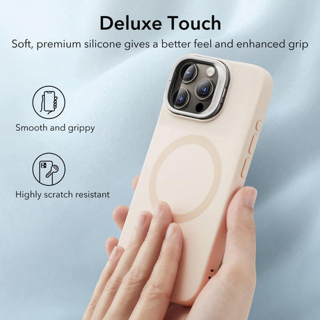 Magsafe Калъф с Поставка за iPhone 15 Pro, ESR Cloud Magnetic KickStand Case, Бежов (4)