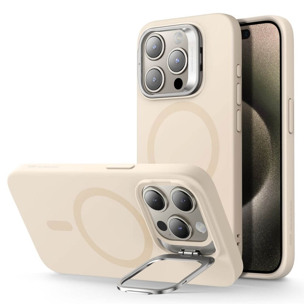 Magsafe Калъф с Поставка за iPhone 15 Pro Max, ESR Cloud Magnetic KickStand Case, Бежов