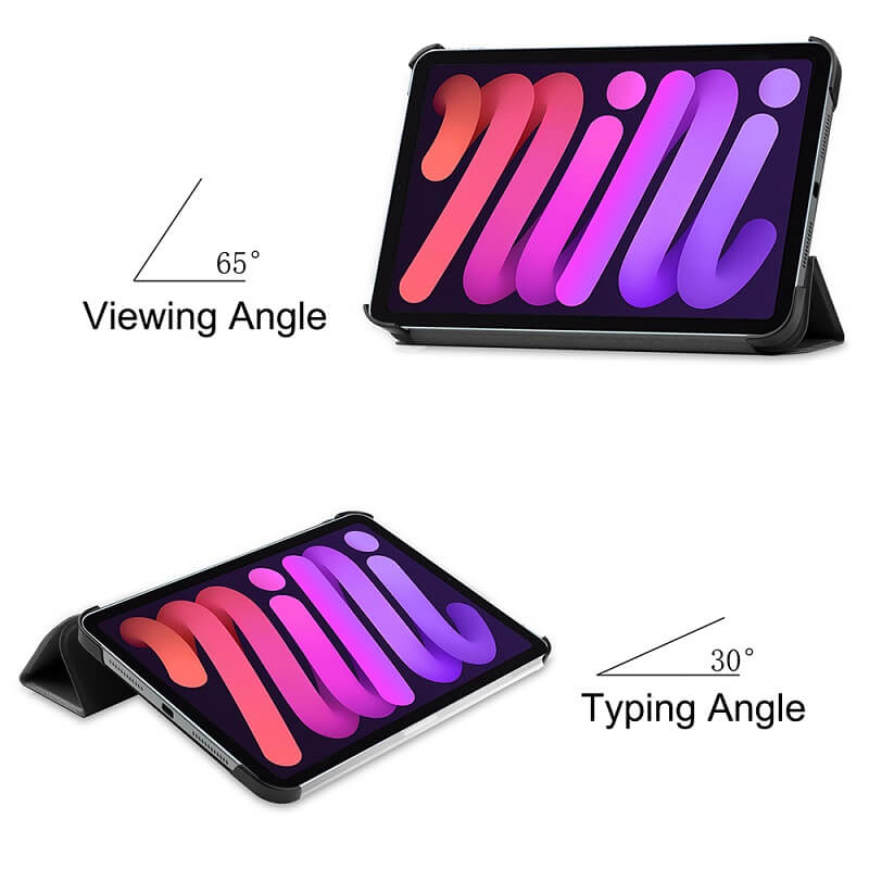 Калъф за iPad Mini 6/7 2024, TriFold Leater Case, Черен (3)