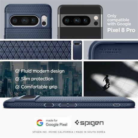 Противоударен Калъф за Google Pixel 8 Pro, Spigen Liquid Air Case, Син (7)