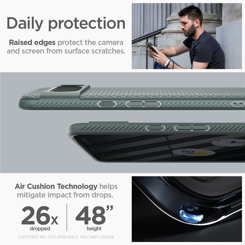 Противоударен Силиконов Калъф за Google Pixel 8 Pro, Spigen Liquid Air Case, Зелен (8)