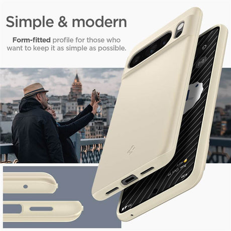 Противоударен Калъф за Google Pixel 8 Pro, Spigen Thin Fit Case, Бежов (10)