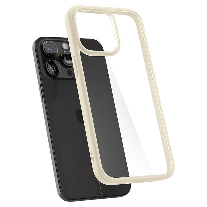 Противоударен Калъф за iPhone 15 Pro, Spigen Ultra Hybrid Case, Бежов (4)