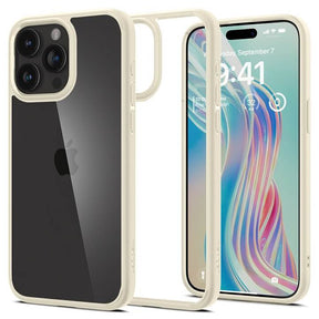 Противоударен Калъф за iPhone 15 Pro, Spigen Ultra Hybrid Case, Бежов
