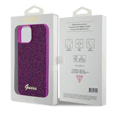 Блестящ Калъф за iPhone 15, Guess Disco Metal Script Case, Лилав (8)