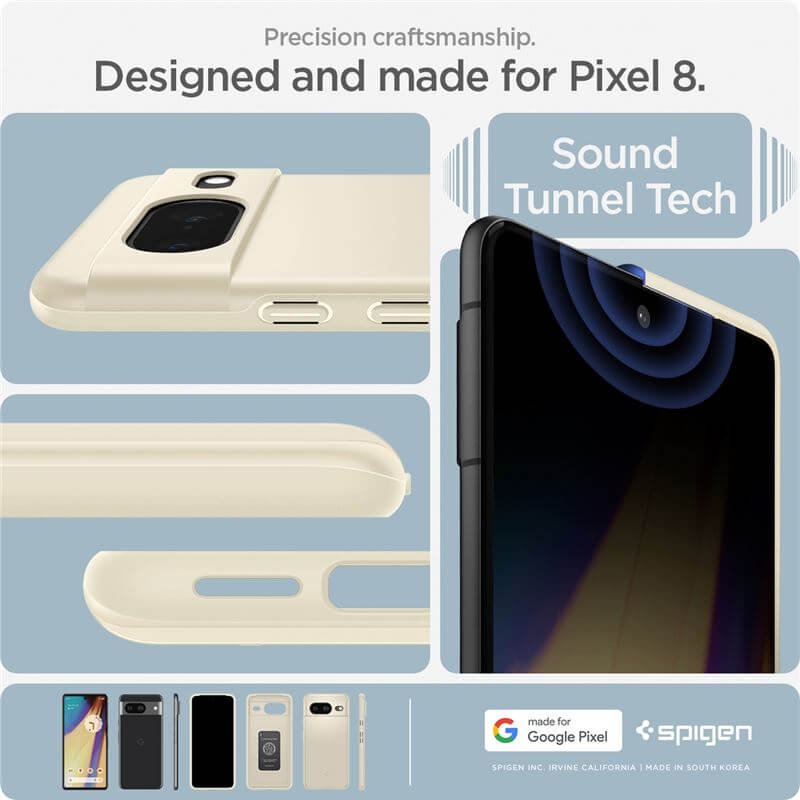 Противоударен Калъф за Google Pixel 8, Spigen Thin Fit Case, Бежов (9)