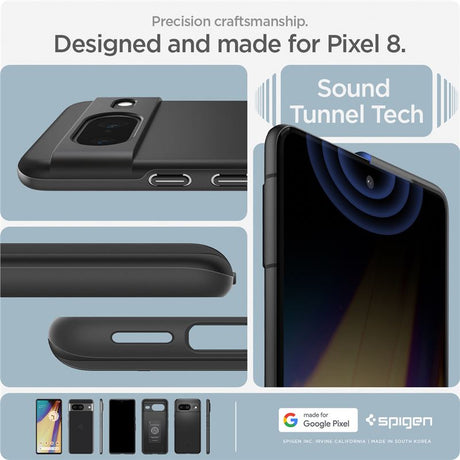 Противоударен Калъф за Google Pixel 8, Spigen Thin Fit Case, Черен (9)