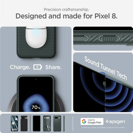 Противоударен Калъф за Google Pixel 8, Spigen Liquid Air Case, Зелен (7)