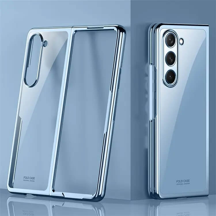 Калъф с Цветна Рамка за Samsung Z Fold 5, Electroplating Case, Син