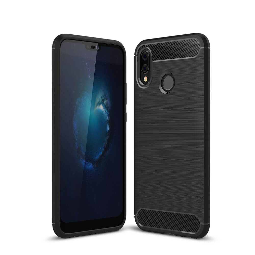 Противоударен Калъф за Huawei P20 Lite, Premium Carbon Case, Черен