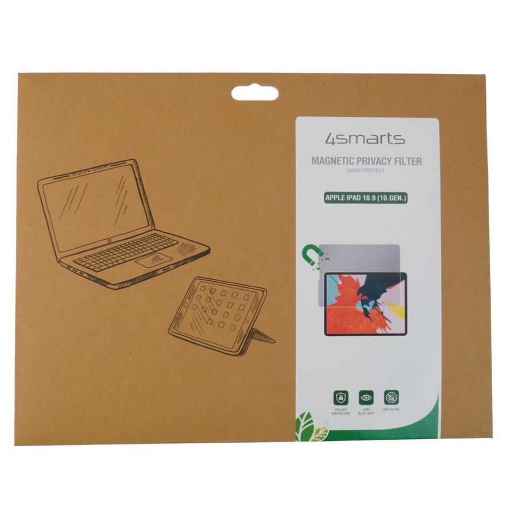 Затъмняващ Стъклен Протектор за iPad 11th 2025 A16/ 10th 2022, 4Smarts Privacy Magnetic Glass, Черен (6)