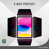 Затъмняващ Стъклен Протектор за iPad 11th 2025 A16/ 10th 2022, 4Smarts Privacy Magnetic Glass, Черен (3)