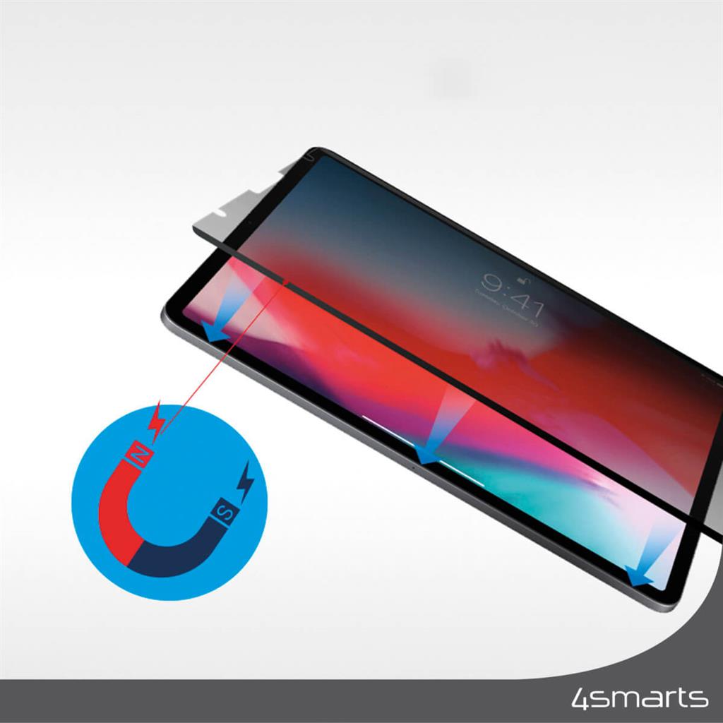 Затъмняващ Стъклен Протектор за iPad Pro 11 и Air 5-4th, 4Smarts Privacy Magnetic Glass, Черен (2)