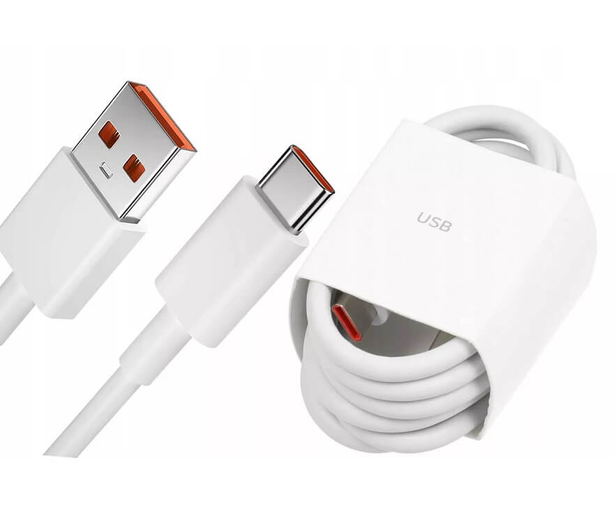 Оригинален USB-C Кабел за Xiaomi с Бързо Зареждане 3A 1m, Бял-Оранжев (Bulk) (2)