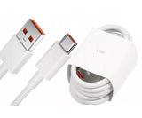 Оригинален USB-C Кабел за Xiaomi с Бързо Зареждане 3A 1m, Бял-Оранжев (Bulk) (2)