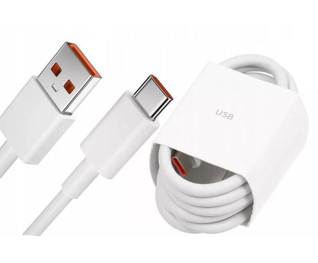 Оригинален USB-C Кабел за Xiaomi с Бързо Зареждане 3A 1m, Бял-Оранжев (Bulk) (2)
