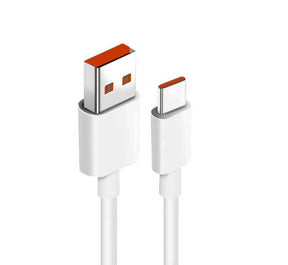 Оригинален USB-C Кабел за Xiaomi с Бързо Зареждане 3A 1m, Бял-Оранжев (Bulk)