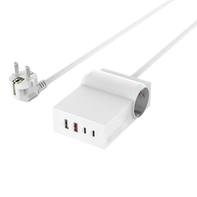 Зарядна Станция, 4Smarts 220v USB-C/A Power Strip Desk GaN 65W, Бял