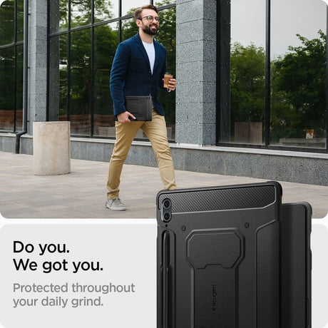 Противоударен Калъф за Samsung Tab S9 FE Plus, Spigen Rugged Armor Pro Case, Черен (10)