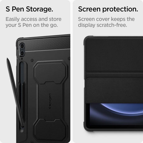 Противоударен Калъф за Samsung Tab S9 FE Plus, Spigen Rugged Armor Pro Case, Черен (9)