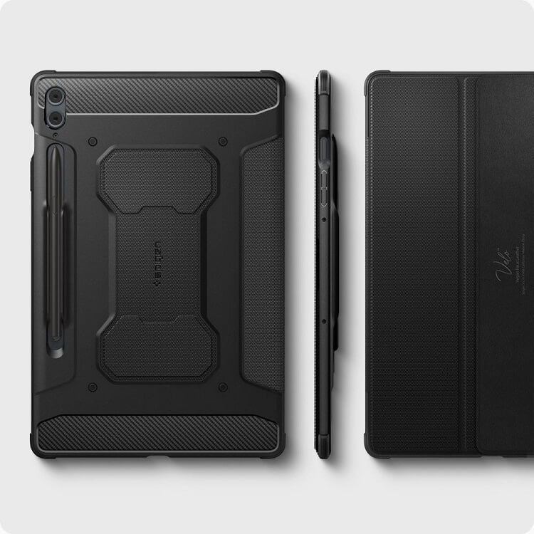 Противоударен Калъф за Samsung Tab S9 FE Plus, Spigen Rugged Armor Pro Case, Черен (8)