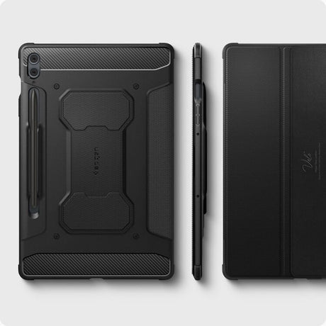 Противоударен Калъф за Samsung Tab S9 FE Plus, Spigen Rugged Armor Pro Case, Черен (8)