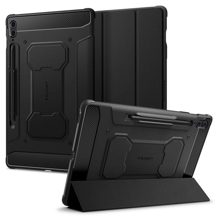 Противоударен Калъф за Samsung Tab S9 FE Plus, Spigen Rugged Armor Pro Case, Черен