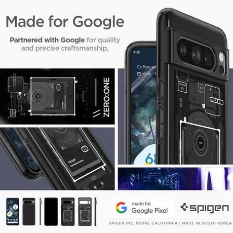 Хибриден Калъф за Google Pixel 8 Pro, Spigen Zero One Ultra Hybrid Case, Черен (10)