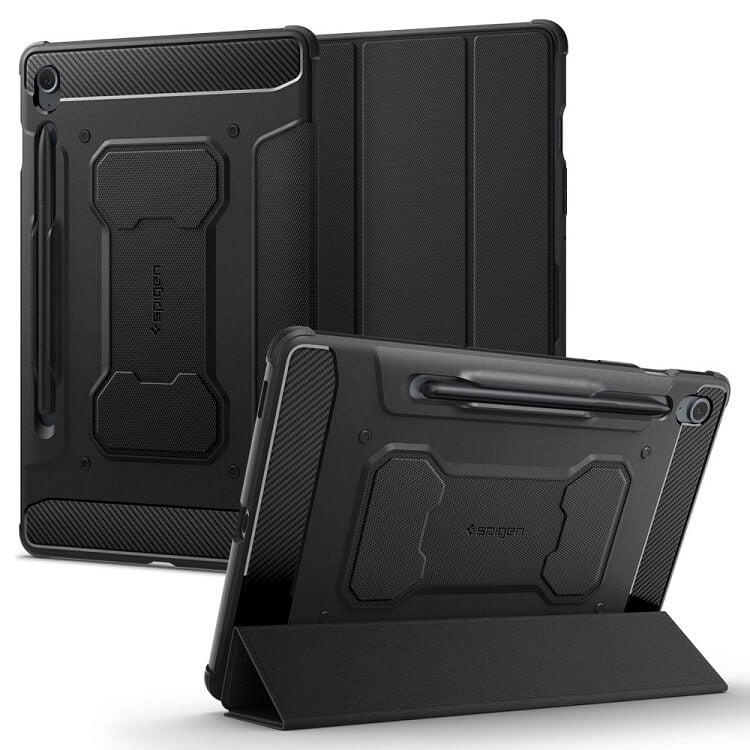 Противоударен Калъф за Samsung Tab S10 Lite/ S9 FE, Spigen Rugged Armor Pro Case, Черен