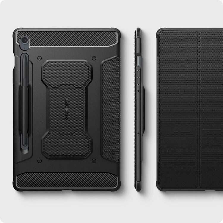 Противоударен Калъф за Samsung Tab S10 Lite/ S9 FE, Spigen Rugged Armor Pro Case, Черен (7)