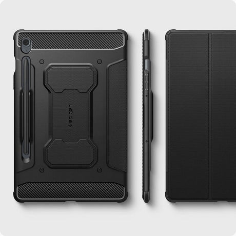 Противоударен Калъф за Samsung Tab S10 Lite/ S9 FE, Spigen Rugged Armor Pro Case, Черен (7)