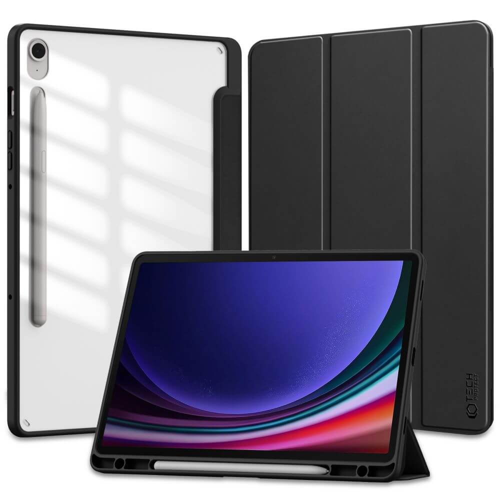 Калъф за Samsung Tab S9 FE, Tech-Protect Trifold Slim Hybrid Case, Черен