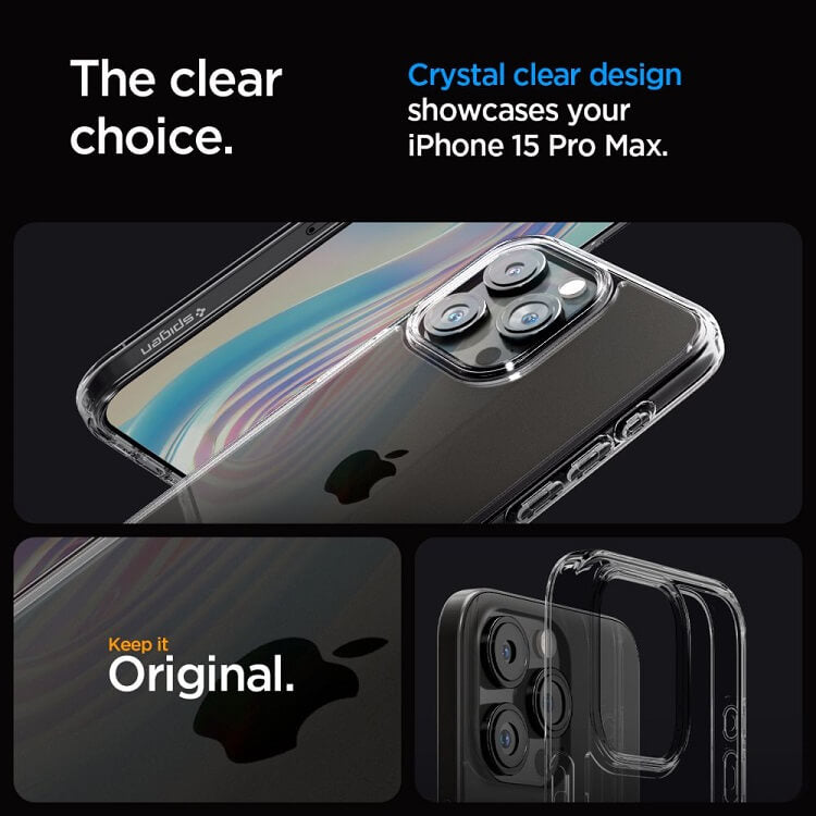 Противоударен Калъф за iPhone 15 Pro, Spigen Ultra Hybrid Case, Сив (8)