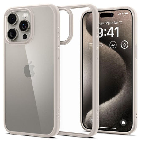 Противоударен Калъф за iPhone 15 Pro, Spigen Ultra Hybrid Case, Титаниев