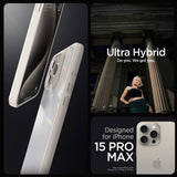 Противоударен Калъф за iPhone 15 Pro, Spigen Ultra Hybrid Case, Титаниев (2)