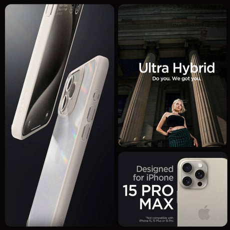 Противоударен Калъф за iPhone 15 Pro, Spigen Ultra Hybrid Case, Титаниев (2)