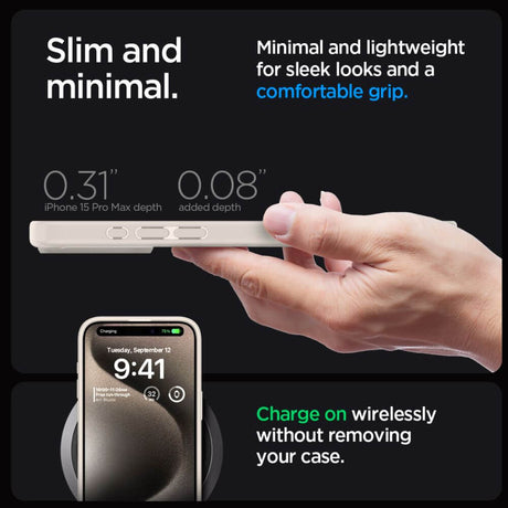 Противоударен Калъф за iPhone 15 Pro, Spigen Ultra Hybrid Case, Титаниев (6)