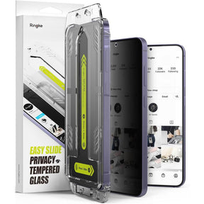 Затъмняващ Протектор за Samsung S24, Ringke Privacy Easy Slide Glass 2бр., Черен
