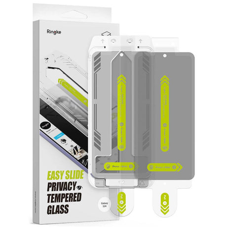 Затъмняващ Протектор за Samsung S24, Ringke Privacy Easy Slide Glass 2бр., Черен (8)
