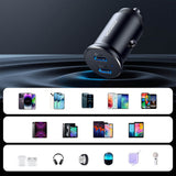 Двойно Зарядно за Кола с USB-C, Joyroom 30W 2C Mini Metal Car Charger PD3.0, Черен (5)
