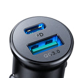 Двойно Зарядно за Кола USB-C/A, Joyroom 30W Mini Metal Car Charger PD-QC3.0, Черен (2)
