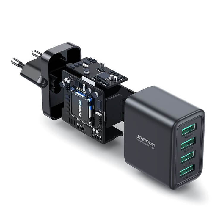 Зарядно за Телефон, Joyroom 220v 4-Port USB-A Charger 4.8А, Черен (4)