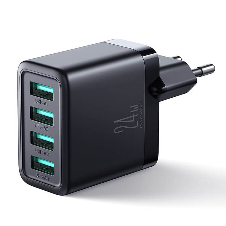 Зарядно за Телефон, Joyroom 220v 4-Port USB-A Charger 4.8А, Черен