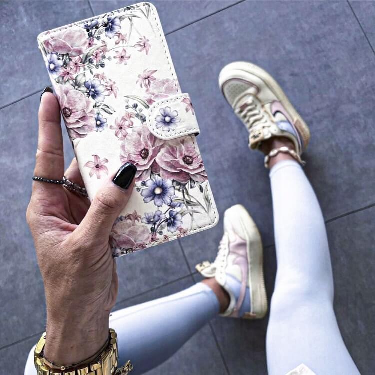 Кожен Калъф с Джобове за Xiaomi Redmi Note 13 Pro 5G, Tech-Protect Wallet Blossom Flower Book Case, Розов (5)