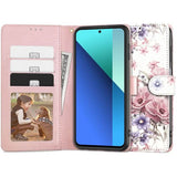 Кожен Калъф с Джобове за Xiaomi Redmi Note 13 Pro 4G, Tech-Protect Wallet Blossom Flower Book Case, Розов (2)