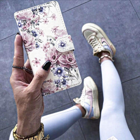 Кожен Калъф с Джобове за Xiaomi Redmi Note 13 4G, Tech-Protect Wallet Blossom Flower Book Case, Розов (5)